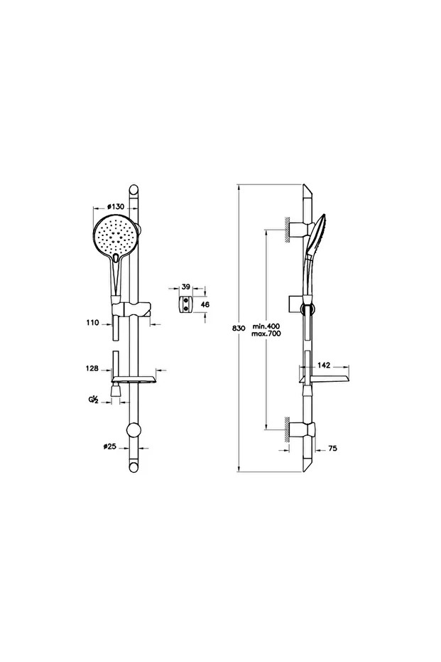 Shine Round A45628sta 3f Sürgülü El Duşu Takımı, Krom