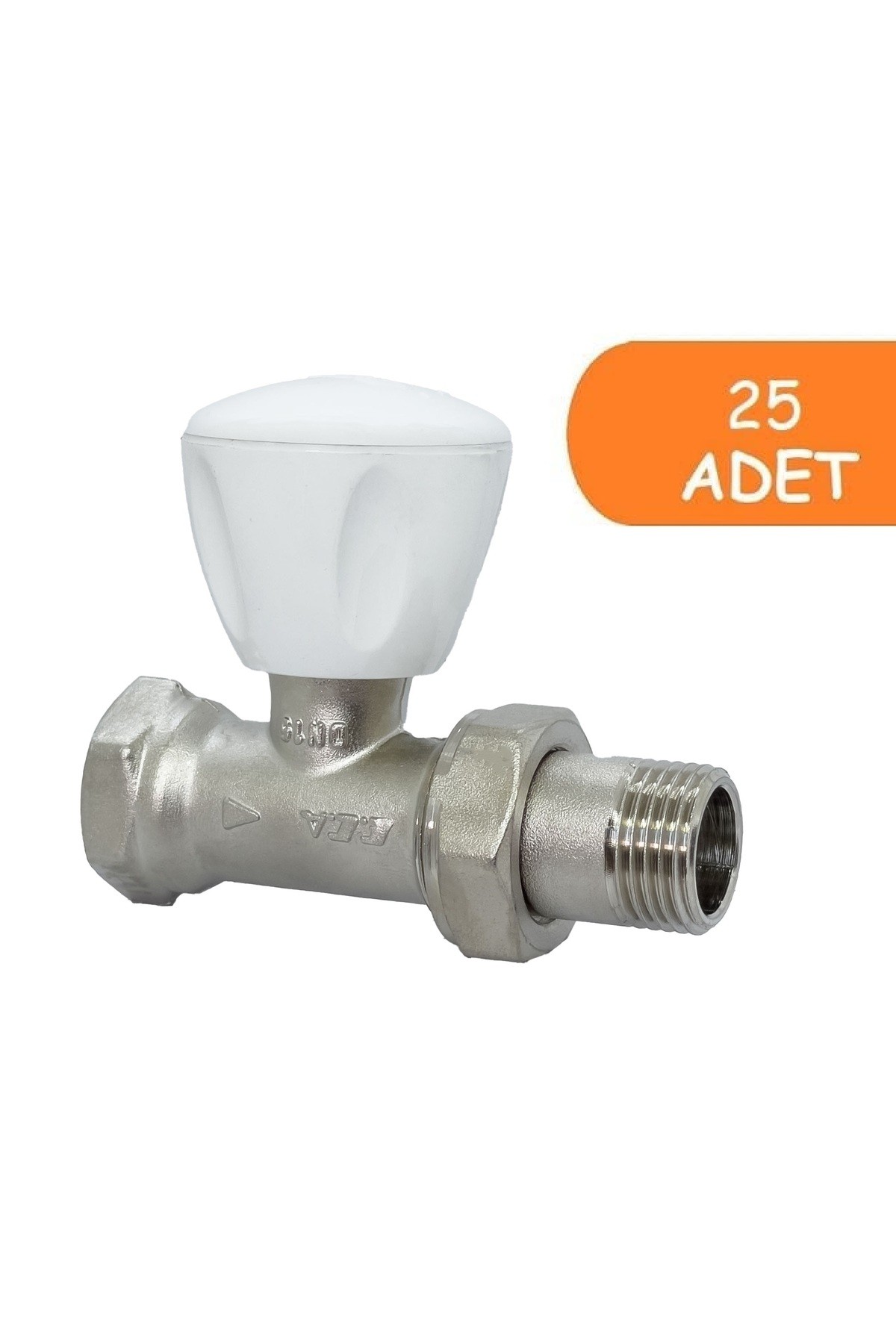 25 Adet ECA RV3 1/2 Düz Radyatör Valfi  Petek Havlupan Vanası 602120725
