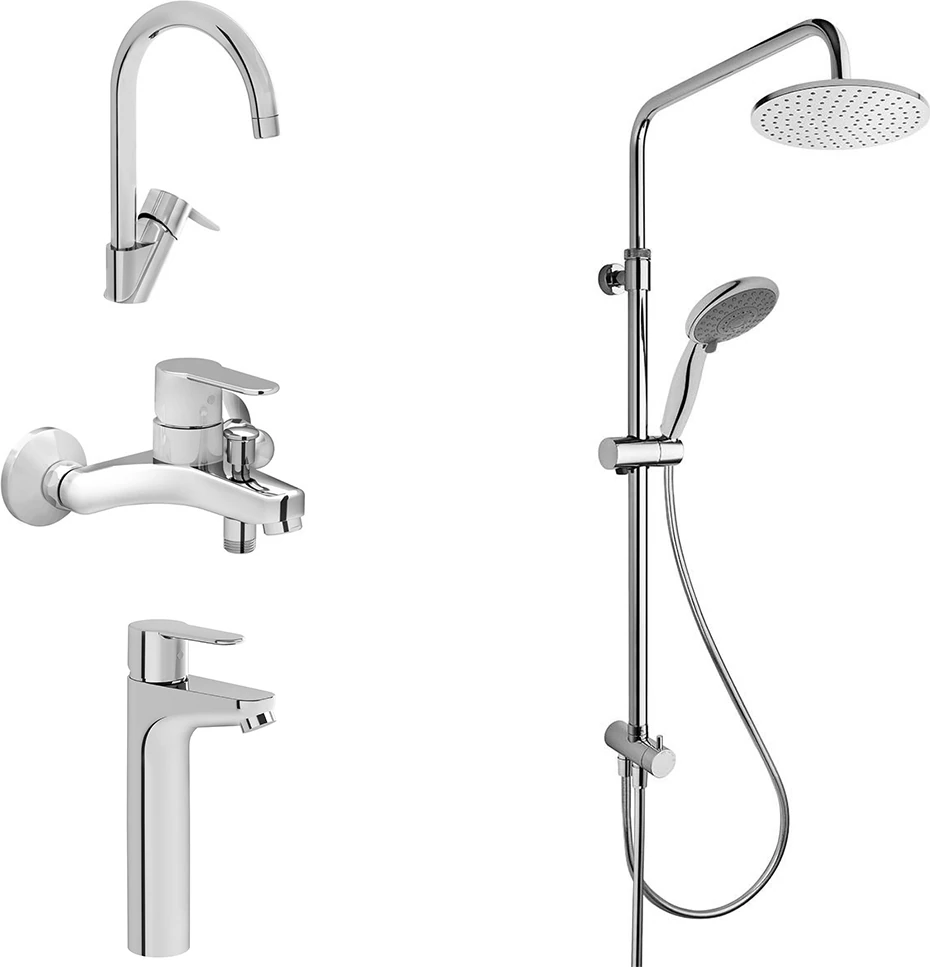 Win S Uzun Lavabo, Banyo, Eviye ve System Rain Tepe Duş Seti