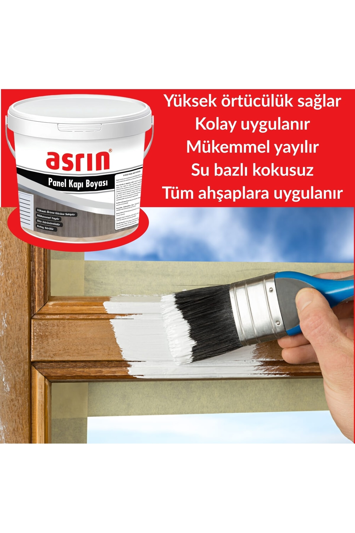 Panel Kapı ve Ahşap Boyası Beyaz 2.5 Kg-Su Bazlı-Kokusuz-Kolay uygulanır-Sararmaz-Yarı mat