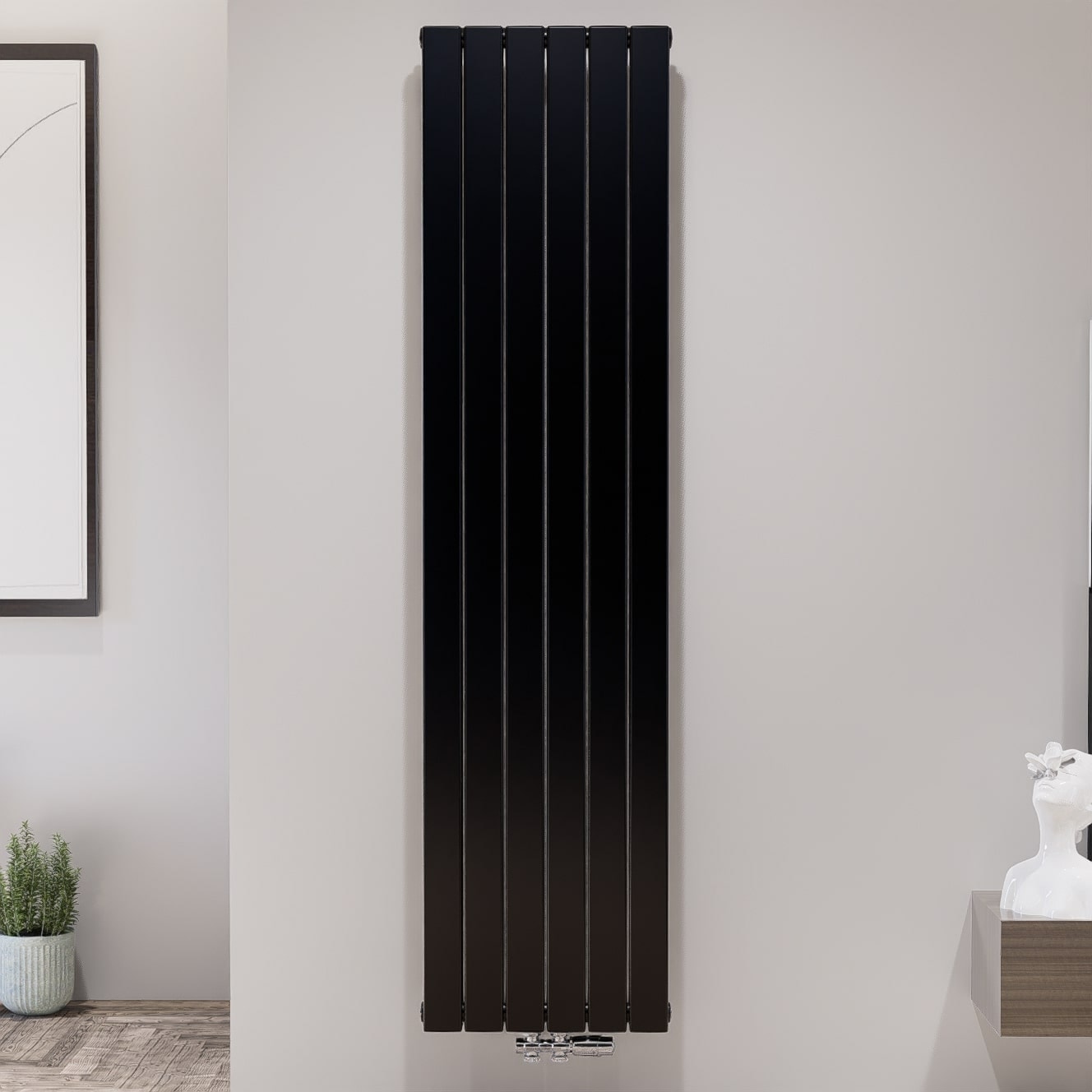 1600X595 Tip 20V Siyah Dekoratif Panel Radyatör
