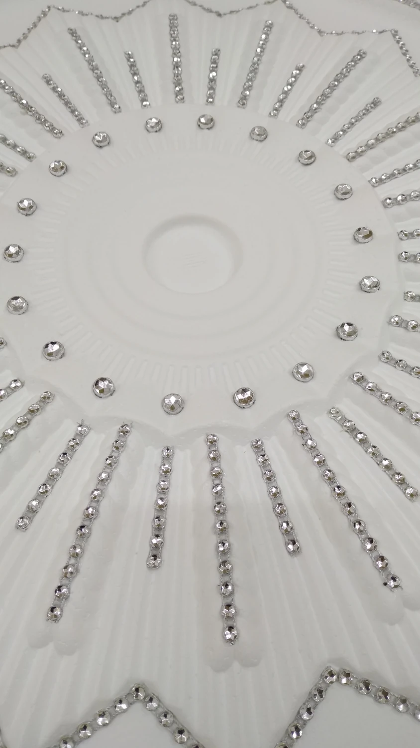 Yeditepe Osmanlı Taşlı Başak Desenli Stropiyer Tavan Göbeği - 40 cm - Gümüş