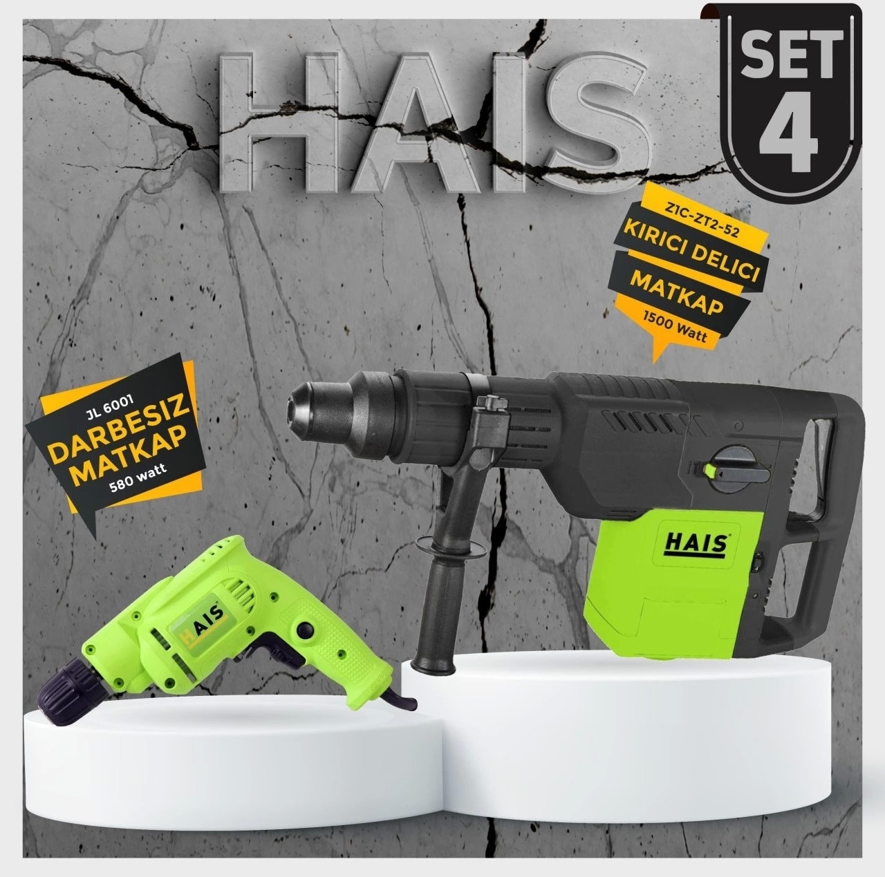 Haıs Darbesiz Matkap ve Kırıcı Delici Matkap (Set 4)