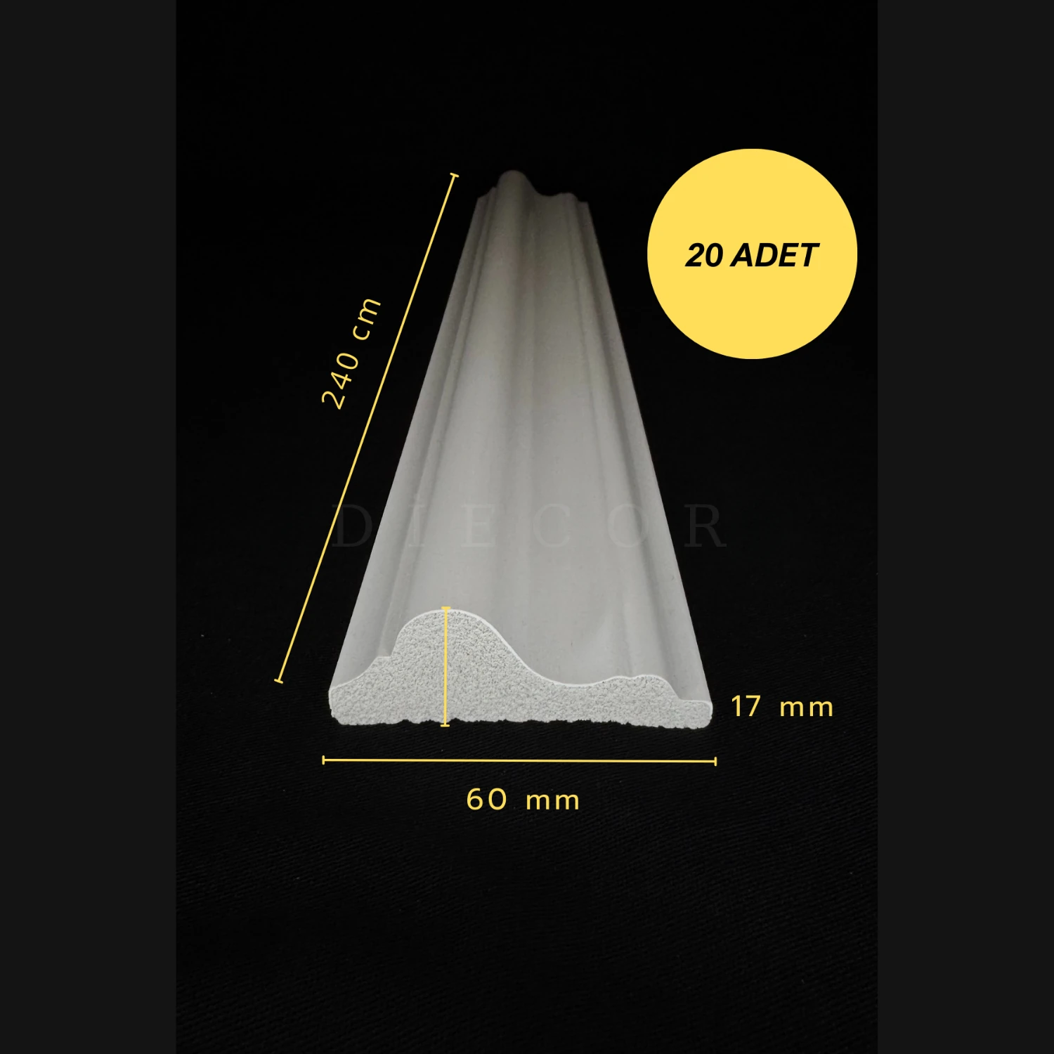 Dekoratif Boyanabilir 20 Adet 6 cm Eğimli Polistren Duvar Çıtası