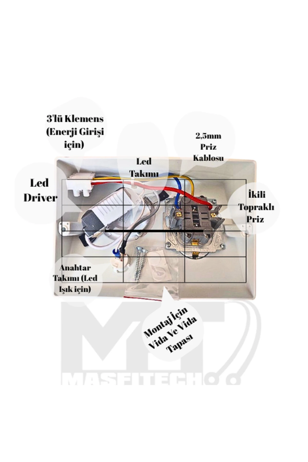 Dolap & Tezgah Altı Prizli Aydınlatma 3 Watt (BEYAZ İŞIK) 10 Adet
