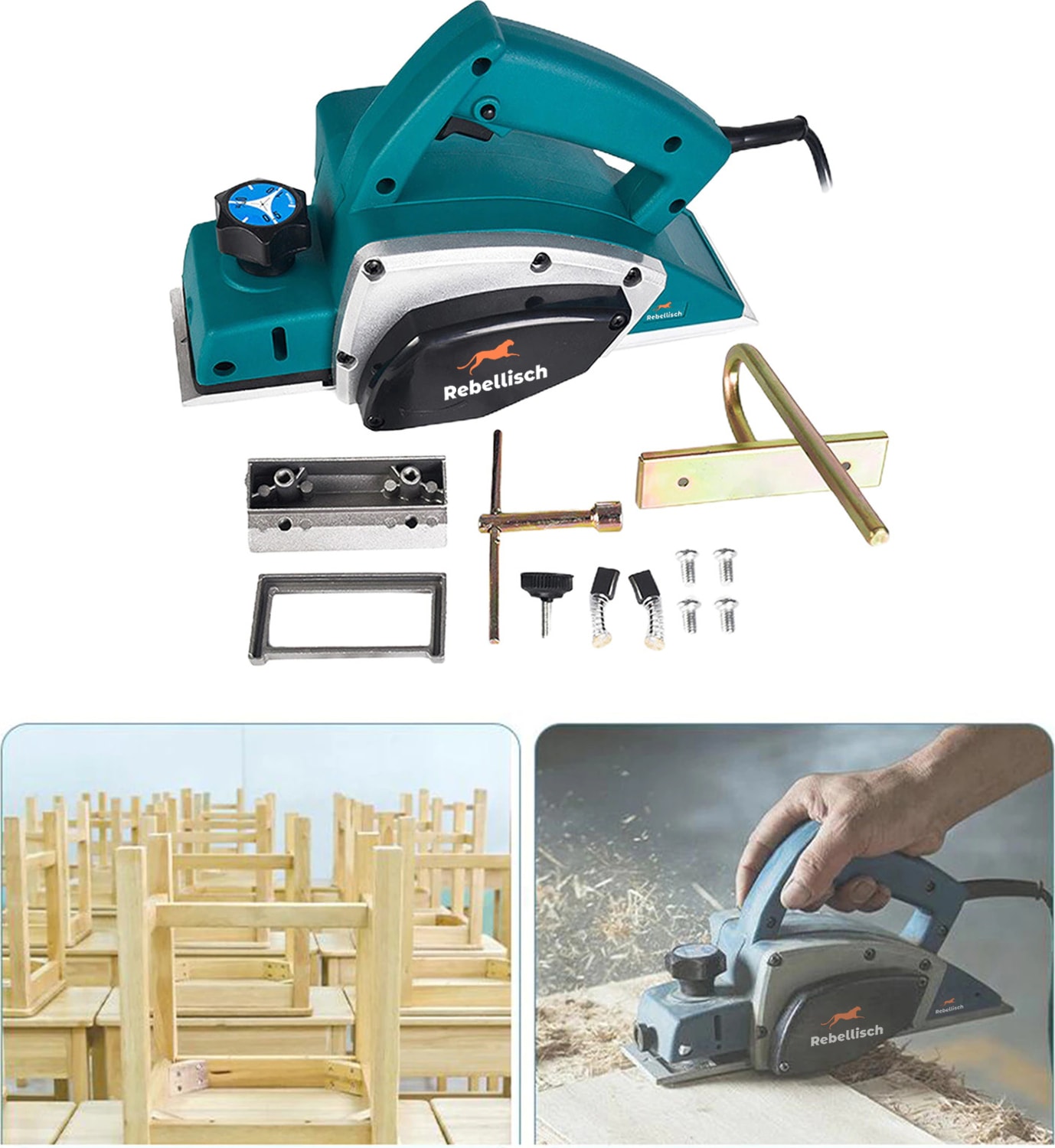 Germany Quick Action Series 22000WFATT Bakır Sargılı Metal Şanzıman Çift Bıçaklı Planya Rende Makinesi