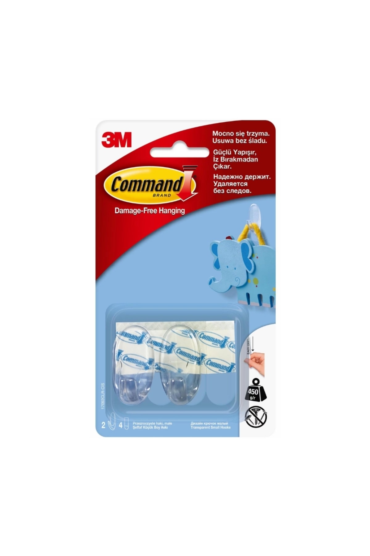 3M Command | İpli Askı Arkası, Küçük, Şeffaf Çerçeveler İçin, İz Bırakmaz ve Güçlü Yapışkan
