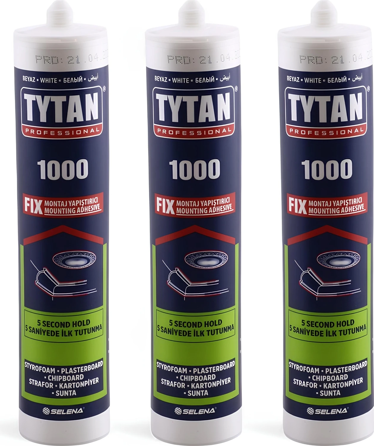 Tytan Fix Çok Amaçlı Güçlü Montaj Yapıştırıcı 3'lü 310 ml Beyaz Ahşap Beton Fayans Cam Mermer Yapış