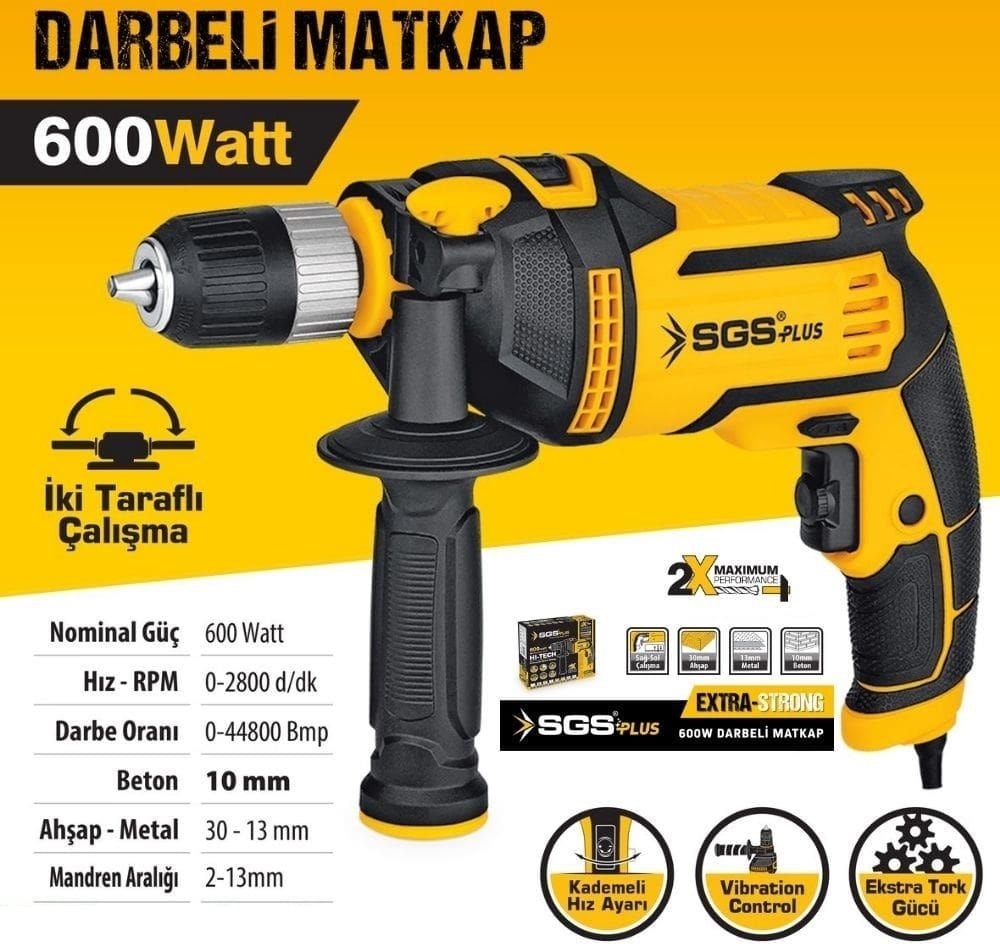 Kırıcı Delici Darbeli Matkap 600 Watt
