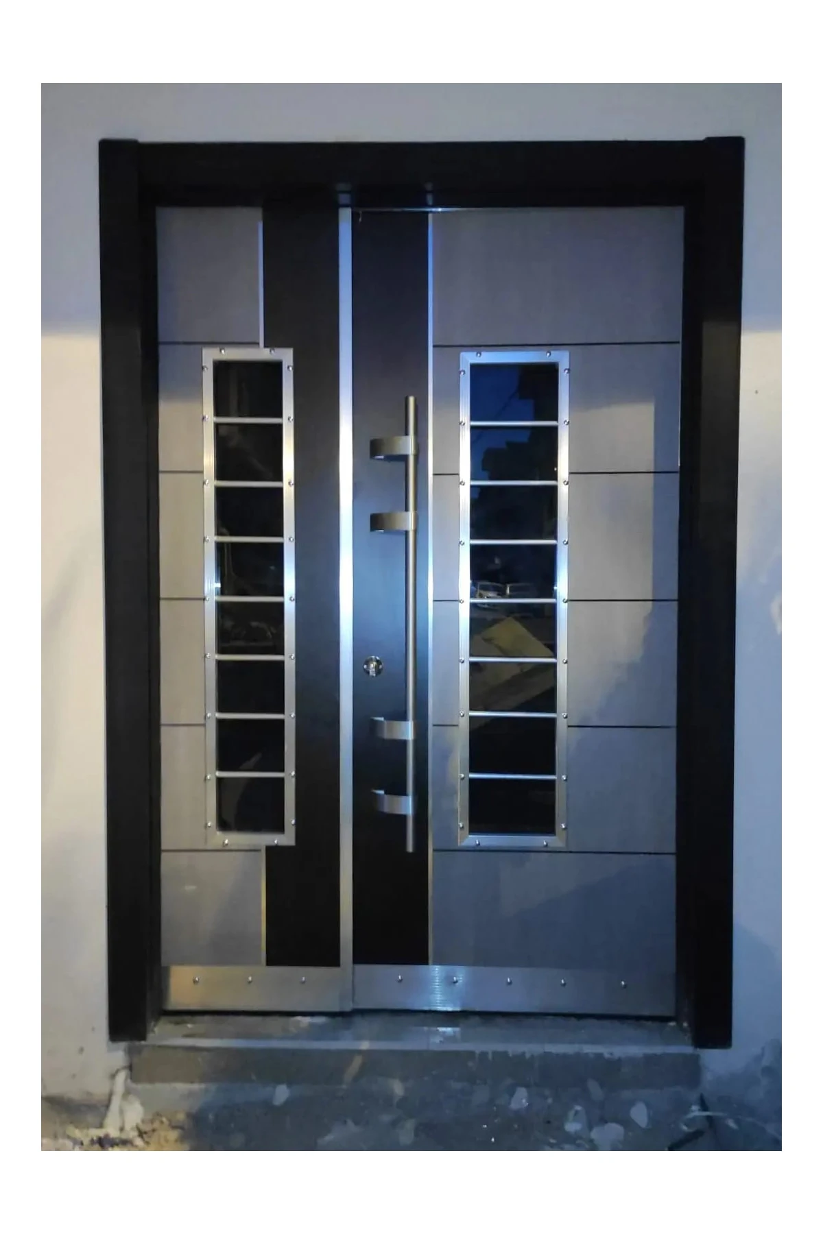 Celik Kapi Model Tezwood Çelik Kapı, Antrasit Rengi Bina Giriş Kapısı Sol Açılım