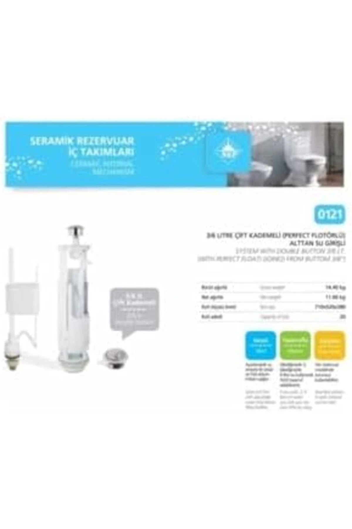 3/6 Litre Çift Kademeli Klozet Rezervuar Iç Takım 1147621