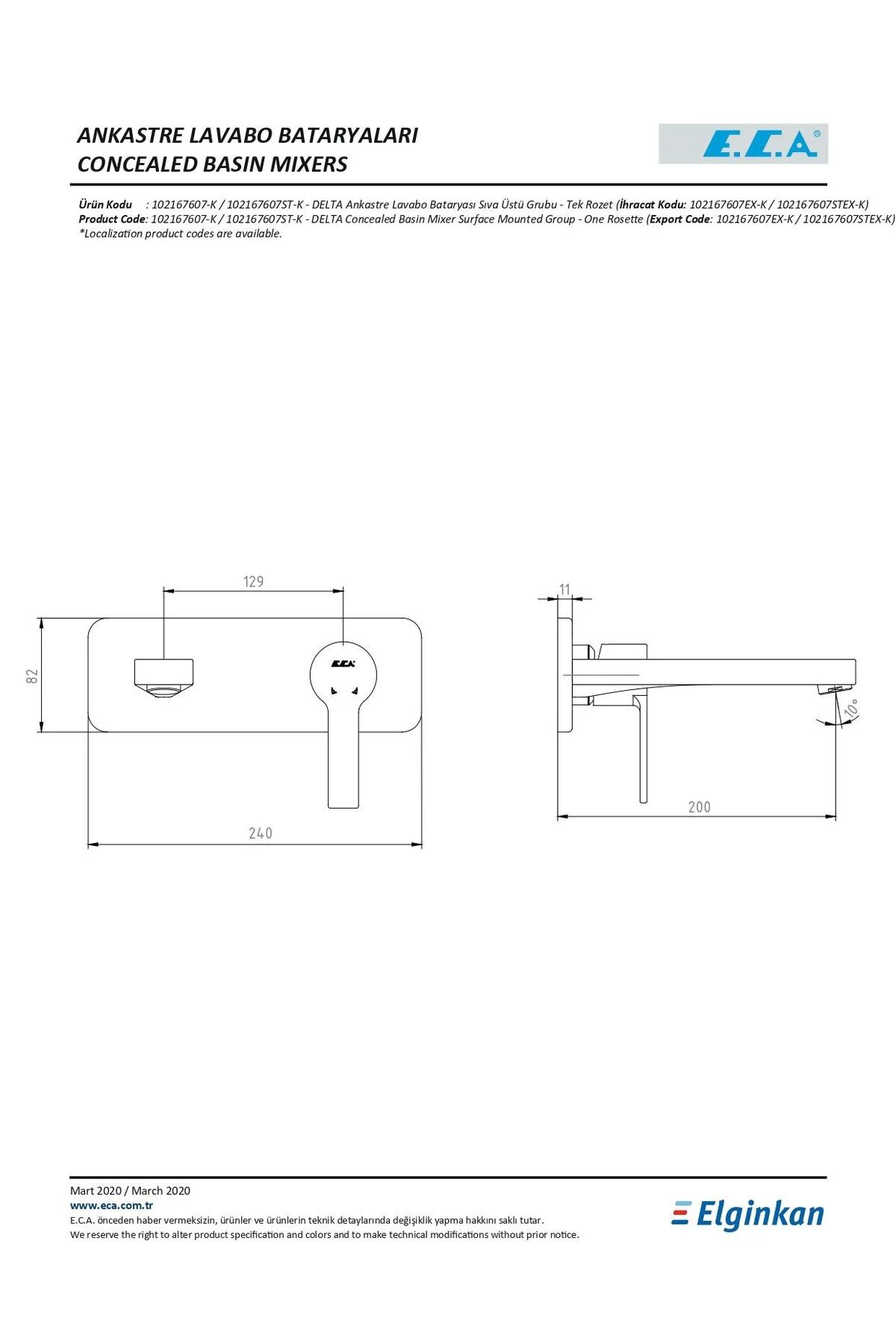Delta Ankastre Lavabo Bataryası Sıva Üstü Grubu - Tek Rozet 102167607-K