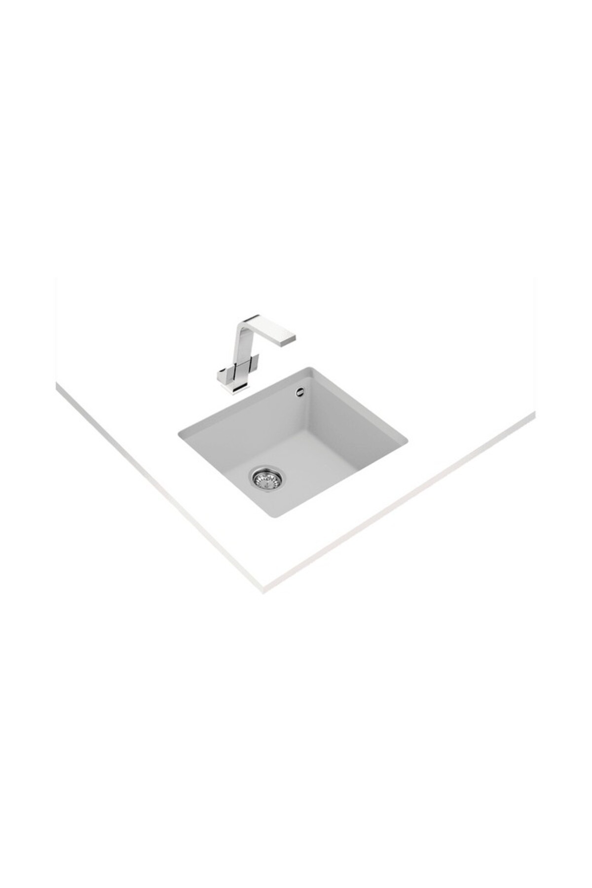 Square 40.40 Tezgah Altı Beyaz Granit Evye