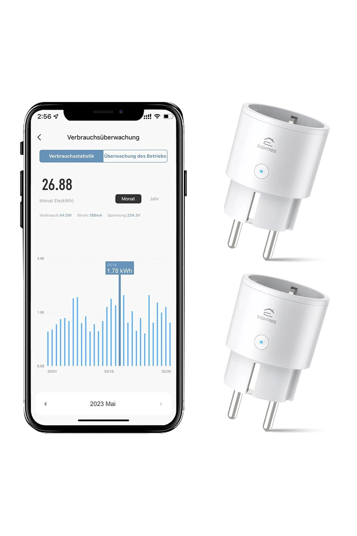 WiFi Akıllı Priz 2'li Set, Enerji Takipli, Alexa ve Google Uyumlu, Zamanlayıcılı