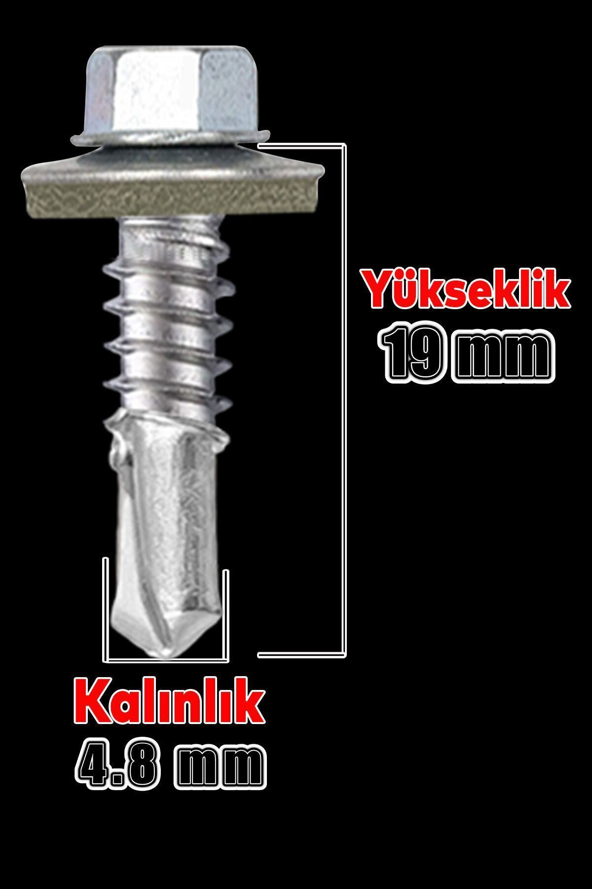OZKUVVET Trapez Çatı Vidası 4.8x19 mm Paket 100 ADET Matkap Uçlu Sac Akıllı Vida Çatı Panel Metal Ağaç Vidası
