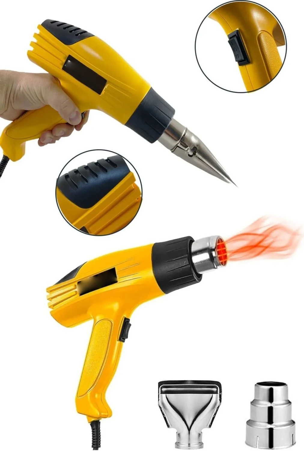 Profesyonel 4800 Watt Darbeye Dayanıklı Kademeli Sıcak Hava Tabancası Hediyeli Ürün.