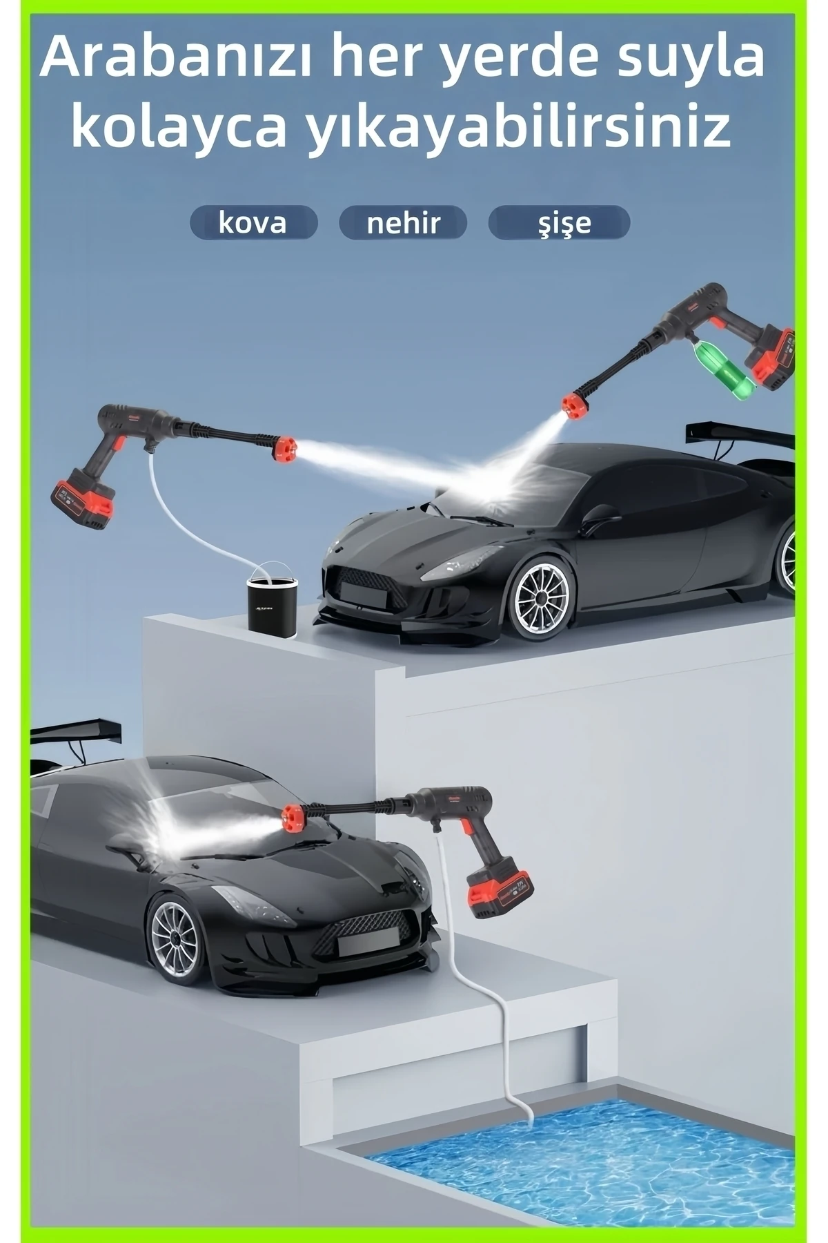 En Güçlü 3 Vitesli Ayar, Kömürsüz Oto Araba Bahçe Klima Halı Şarjlı Yüksek Basınç Yikama Makinesi