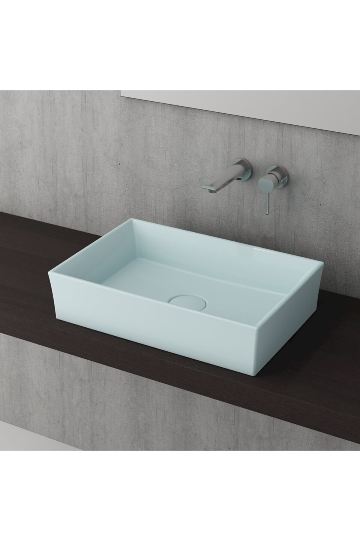 Vessel Tezgah Üstü Lavabo 56x38 Cm Buz Mavi 1172-029-0125