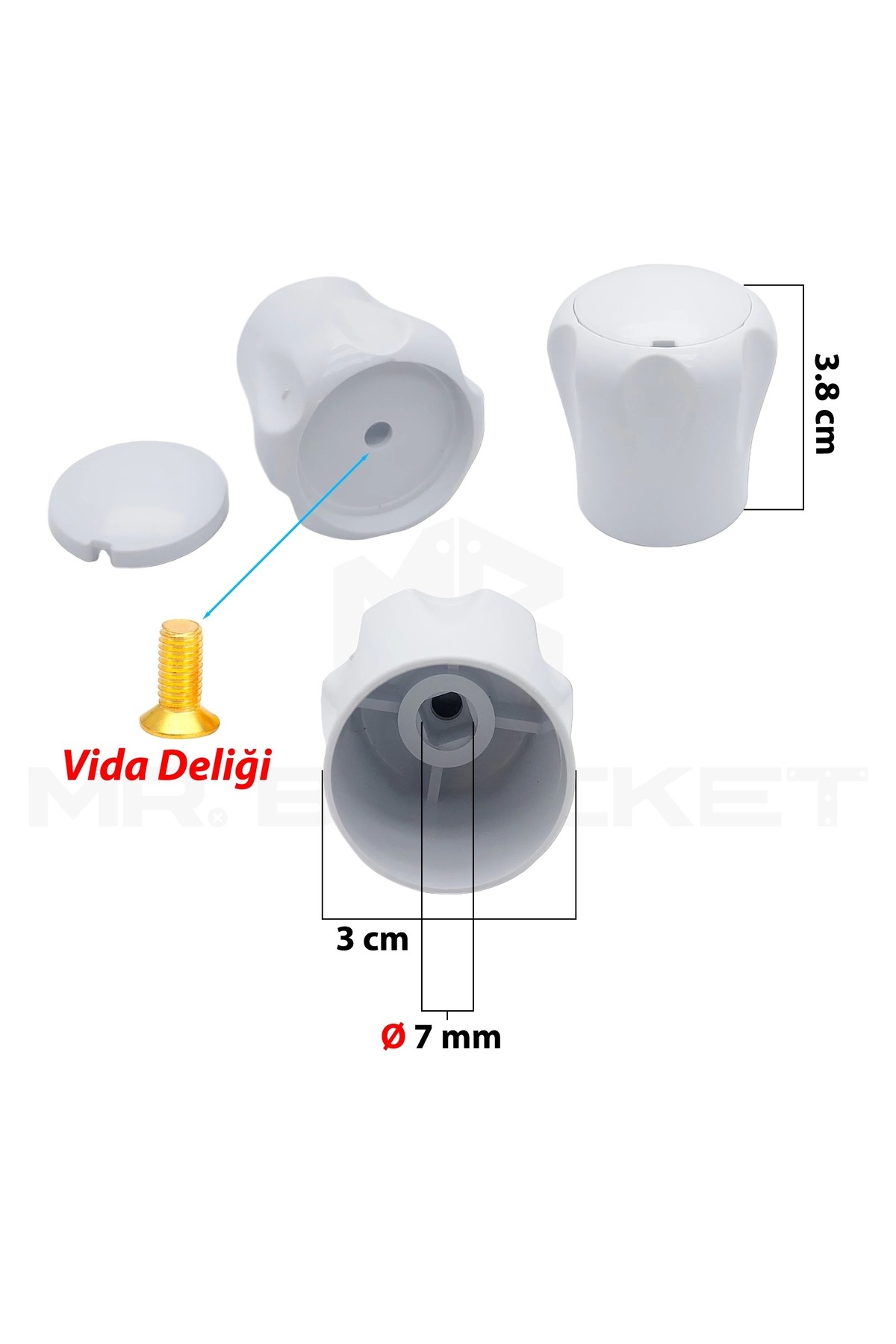 Vidalı 7 Mm - 5 Ad. Radyatör Vanası Başlığı - Geniş Tip Petek Vana Kapağı - Petek Musluk Kafası