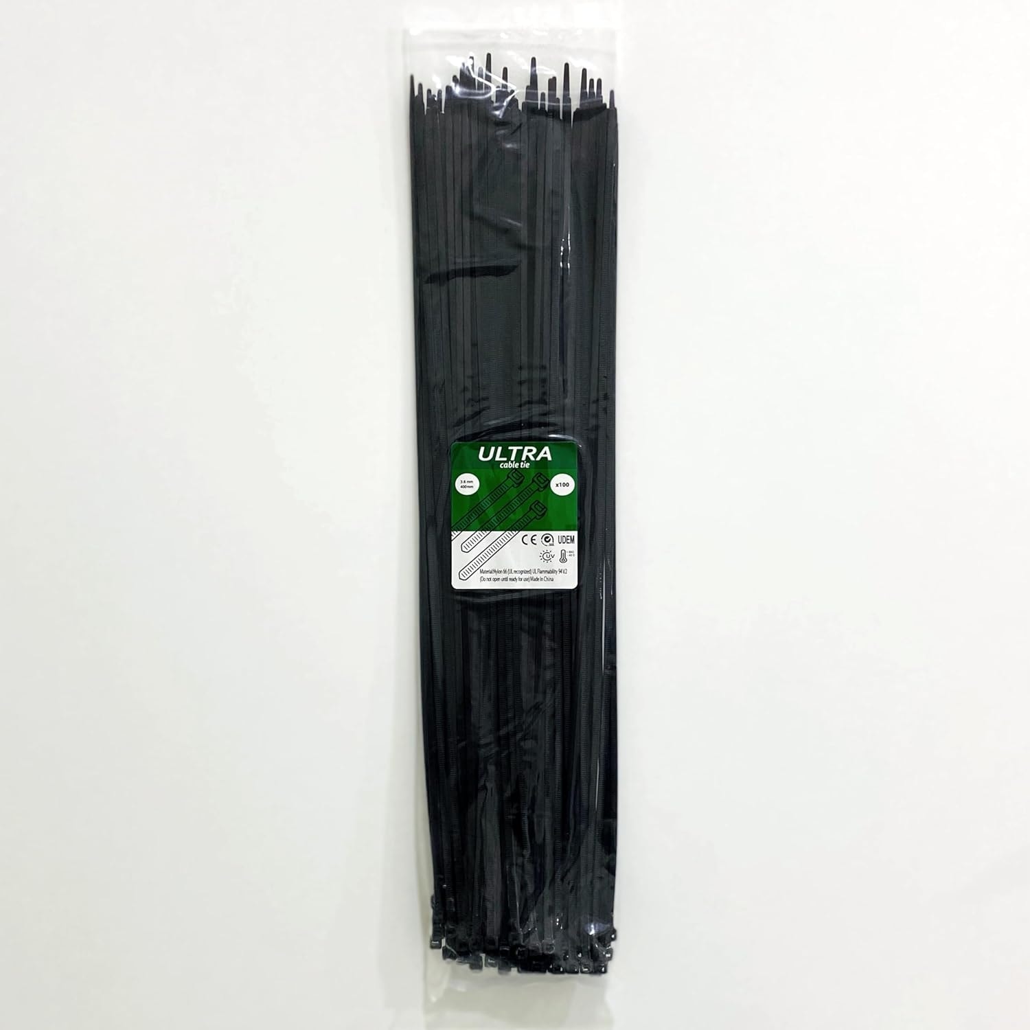 100 Adet Kablo Bağı, Fermuarlı Kablo Bağları, Ağır Hizmet Tipi, Endüstriyel Tip, Çok Amaçlı Uv Dayanımlı (Siyah, 16 Inç (3.6 mm x 400 mm))