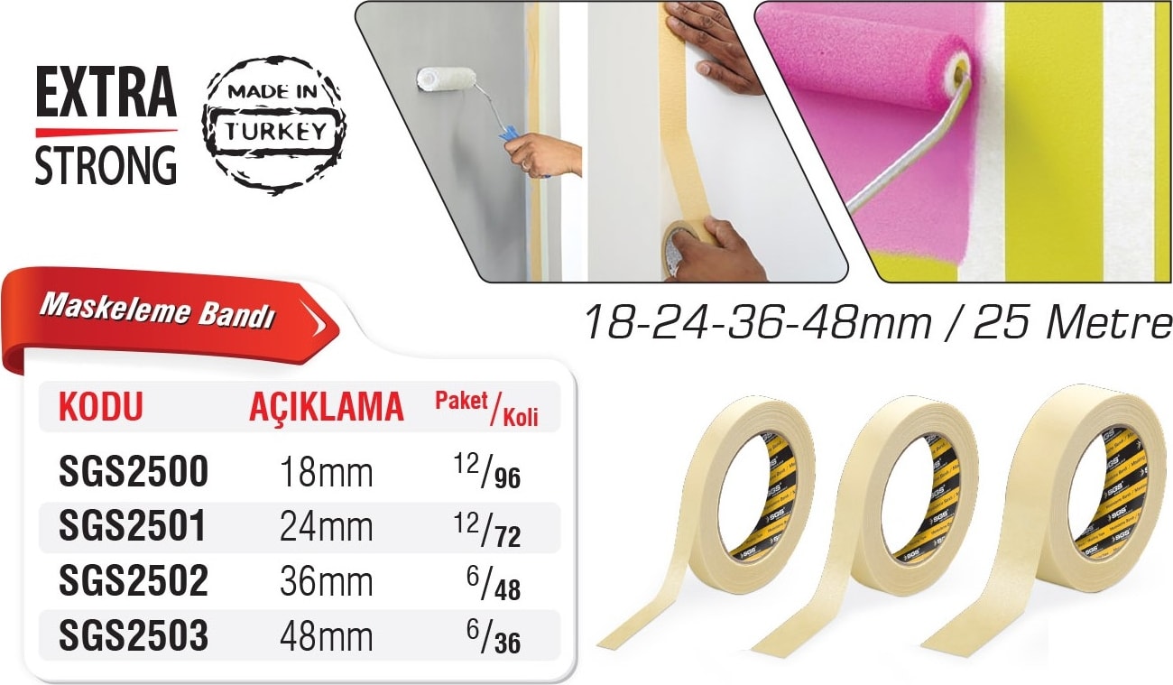 SGS Maskeleme Bandı 48 MMX25 mt SGS2503