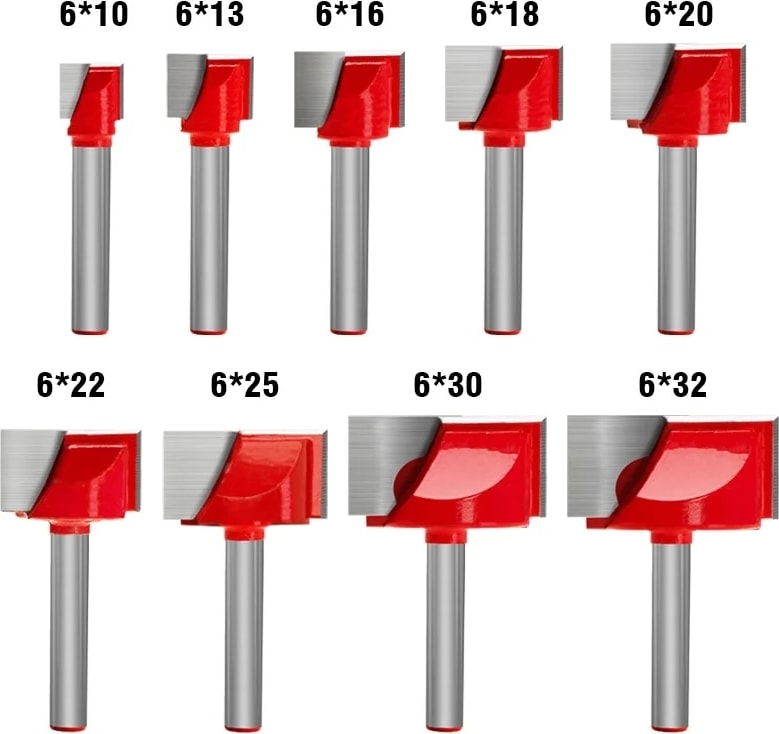 6X18MM 6mm Shank Yüzey Planya Alt Temizleme Ahşap Freze Cnc Kesici Gravür Bıçağı Yönlendirici Bit Ağaç Işleme Aleti 10-32MM (Yurt Dışından)