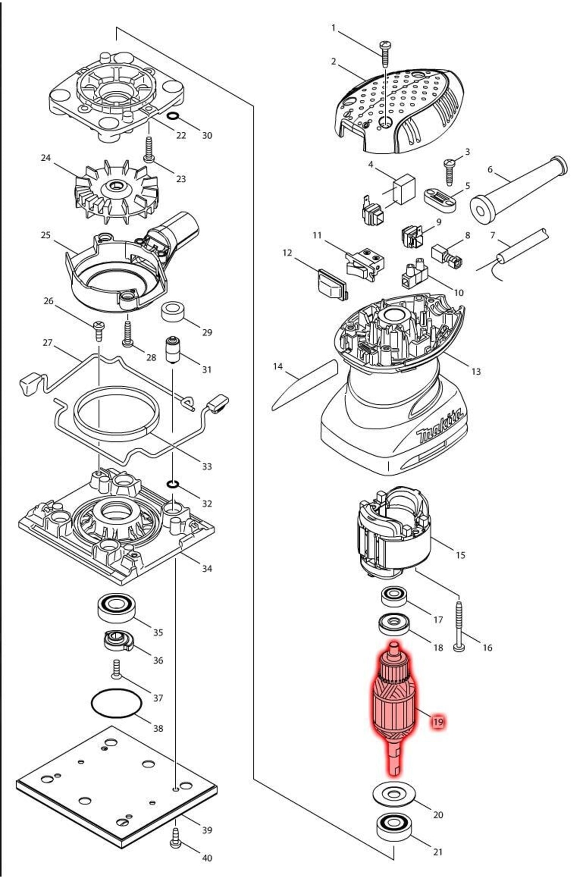 Makita Bo4556 Endüvi Rotor Kollektör Ürün Kodu 515708-8