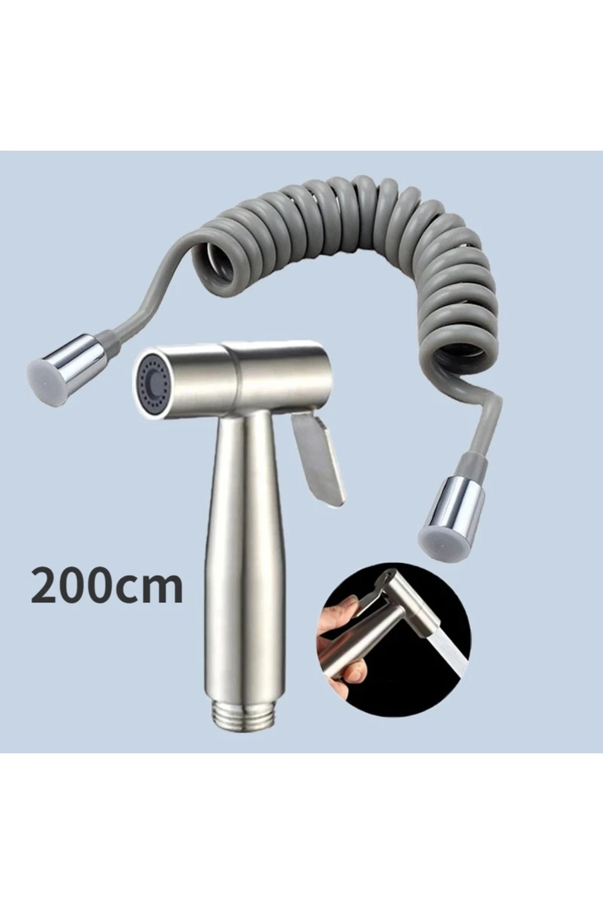 Banyo Bide Basınçlı Püskürtücü Taharet Musluğu Klozet Hortumu Nikel Renk İthal 7 Yıl Garantili