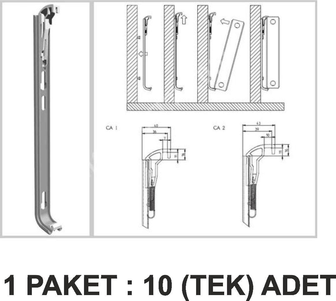 Yaylı Radyatör Konsolu - 50 cm Yükseklik Panel İçin Montaj Askısı 1 Adet Paket 10'lu