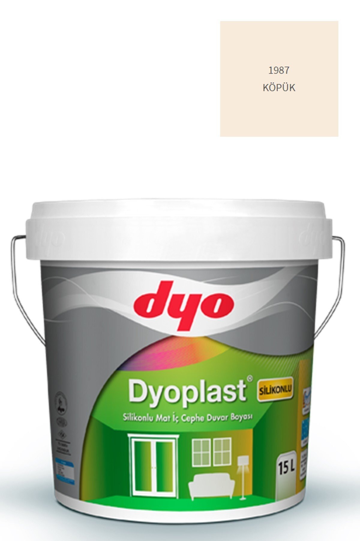 Plast Silikonlu Mat Iç Cephe Duvar Boyası 1987 Köpük 15 lt