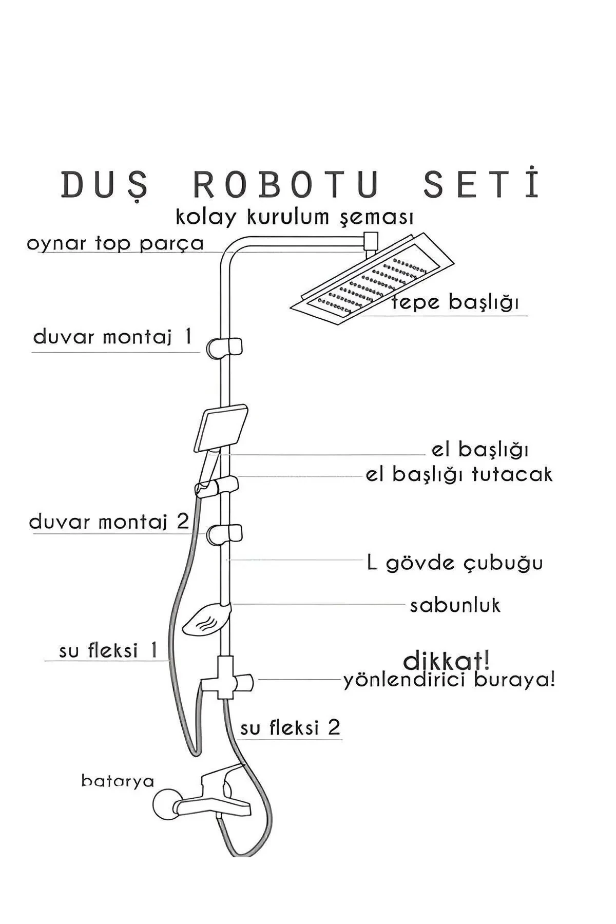 DUŞ ROBOTU , DUŞ SETİ , ROBOT YAĞMURLAMA TEPE DUŞ BANYO SETİ , LÜX ROBOT