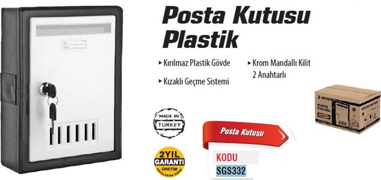 çınar ticaret sgs 332 plastik posta kutusu 2 anahtarlı