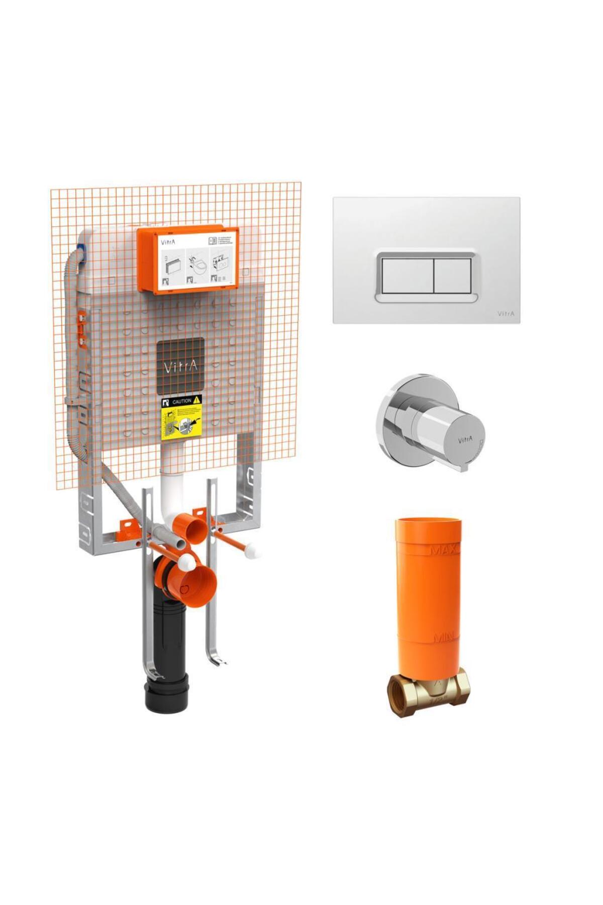 S20 Square Asma Klozet 48cm + S20 Klozet Kapağı +  Gömme Rezervuar Set