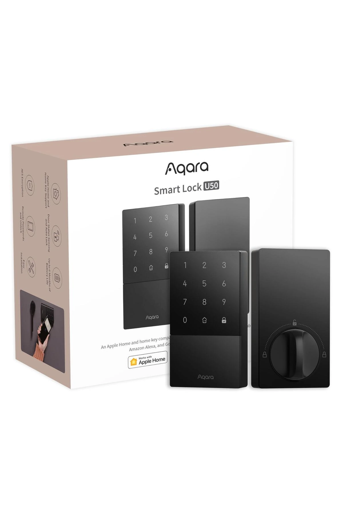 Akıllı Kilit U50, Apple Home Anahtarlı Anahtarsız Giriş Kapı Kilidi, Bluetooth Sürgü Kilidi, U