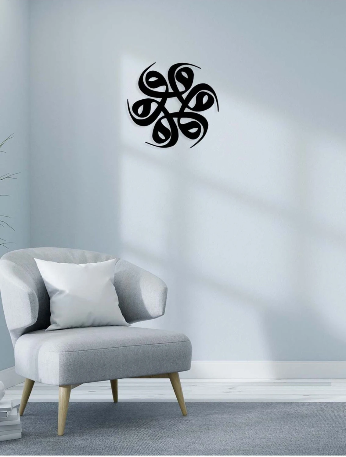 -Vav Harfi Islami Metal Tablo - Islami Ev Dekorasyonu - Dini Duvar Tabloları - 50 X 50 - Cm - Sıyah-Islm-076