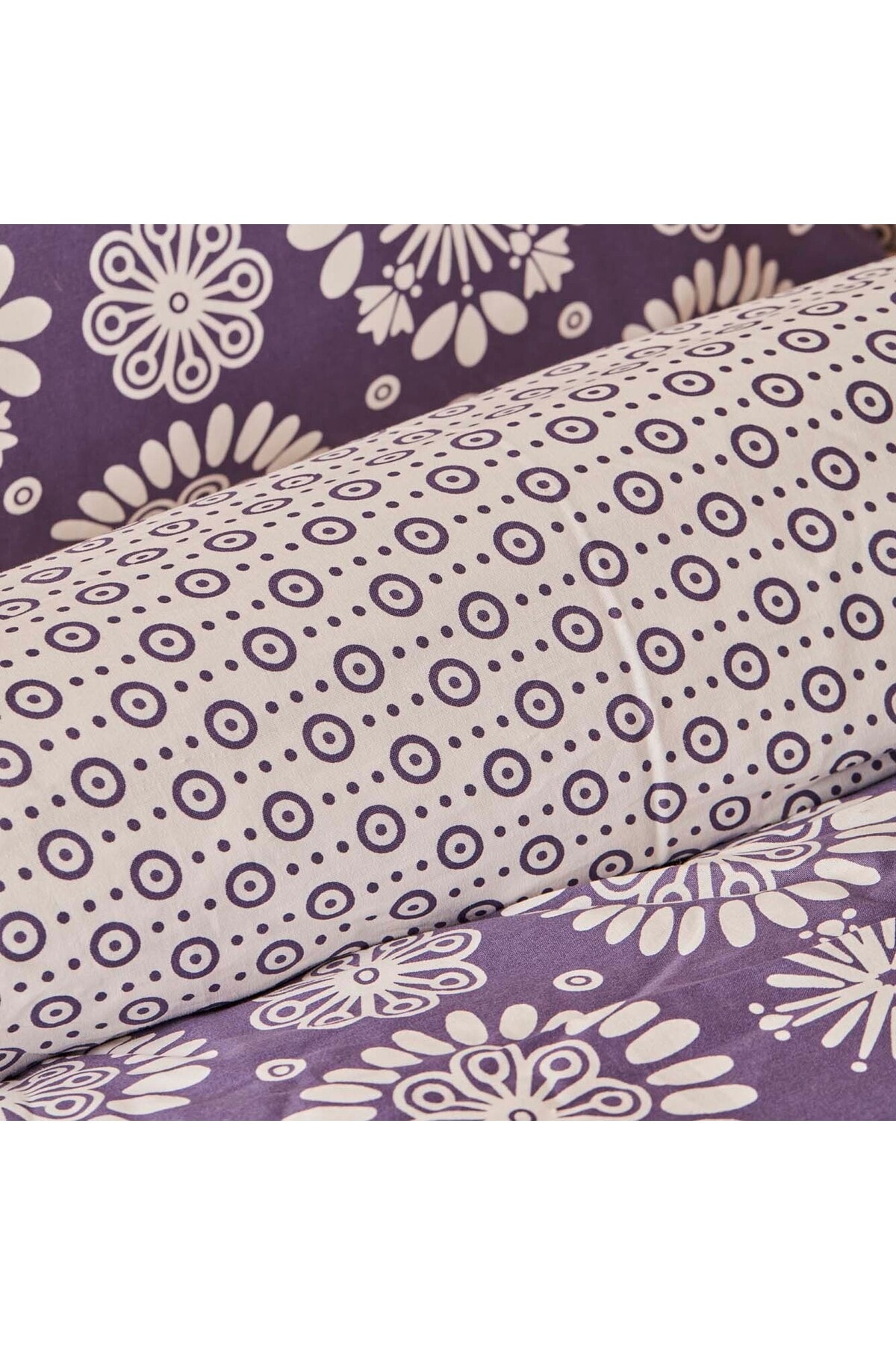 %100 Pamuk Ranforce Misa King Size Nevresim Seti Mor (260x240 cm)