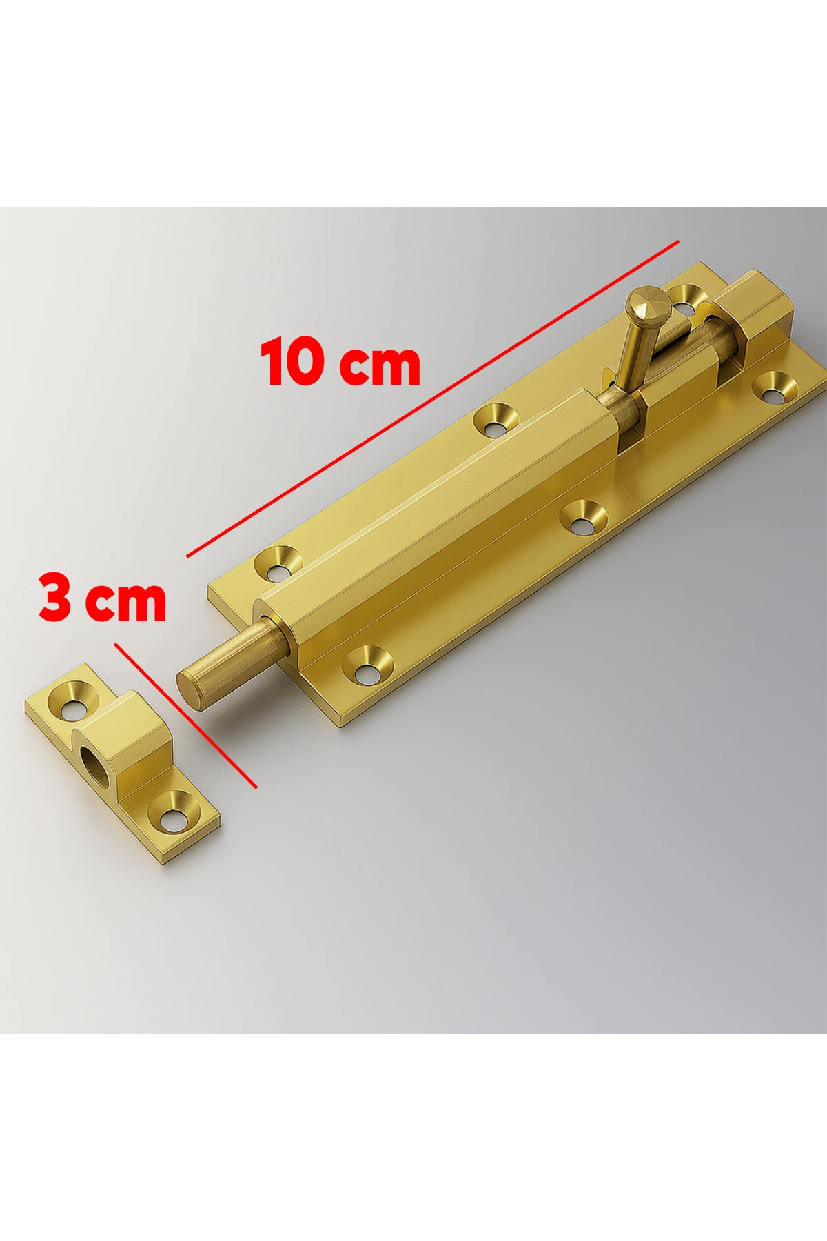 Metal Mavzer Sürgü Kilit Vidalı Kapı Pencere İç Dış Dolap Kilidi Sürgüsü Emniyet Mandalı Pirinç Renk