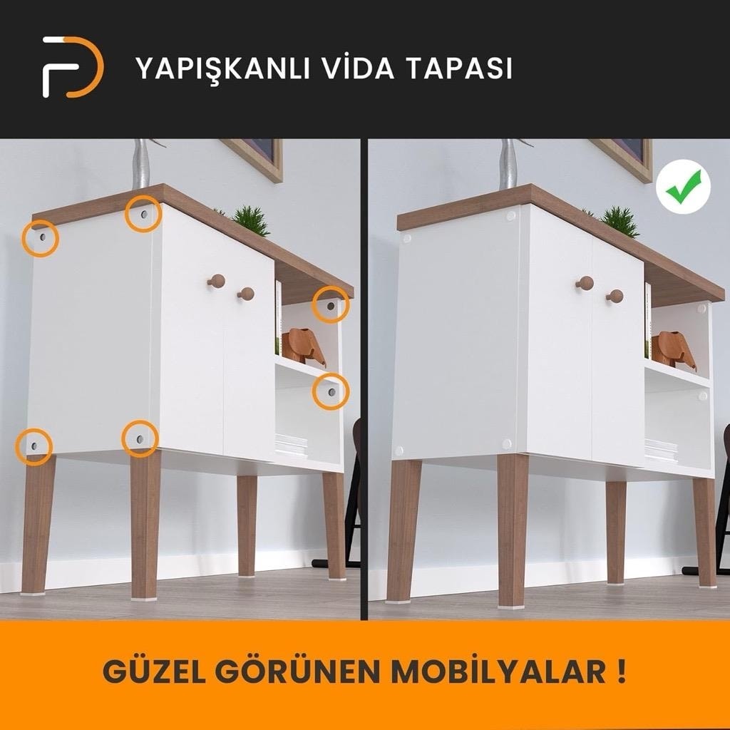 Kendinden Yapışkanlı Vida Tapası Beyaz 15 mm Yuvarlak 78 Parça