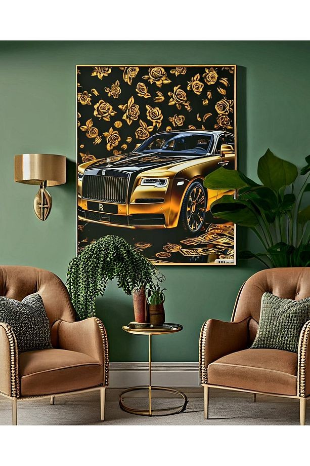 ÖZEL TASARIM 4mm Tamperli Uv Baskı Cam Tablo Ev Ofis Duvar Dekor Hediyelik Tablo ROLLS ROYCE