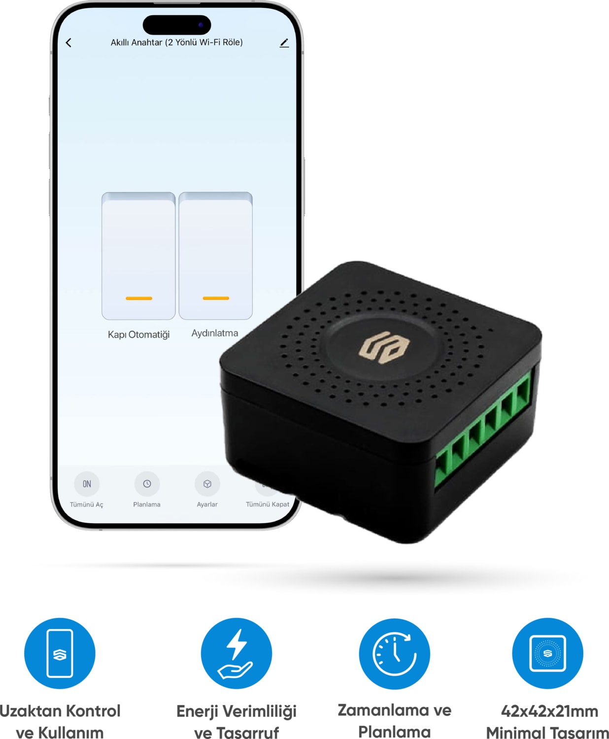 Akıllı Röle 2 Yönlü Wi-fi Kontrollü