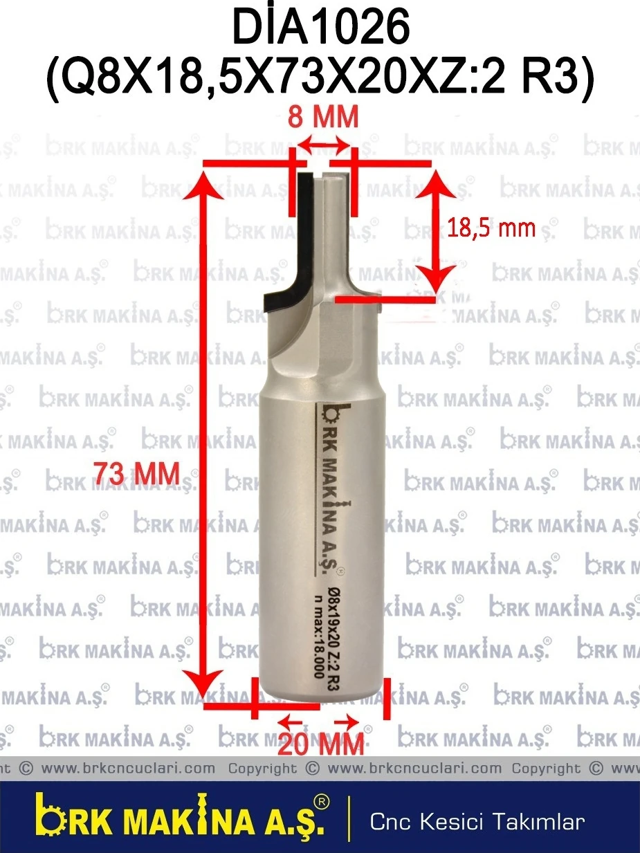 Dia 8 mm R3 Ebatlama Bıçağı