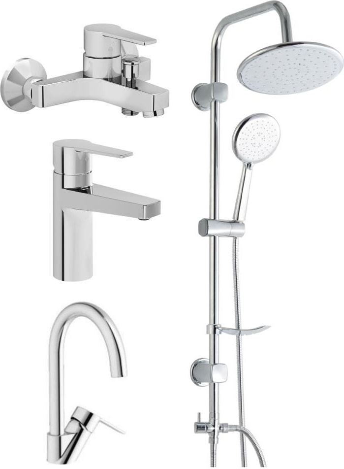 Nora S Banyo Bataryası + Lavabo Bataryası + Eviye Bataryası + Duxxa Bolero Tepe Duş Seti