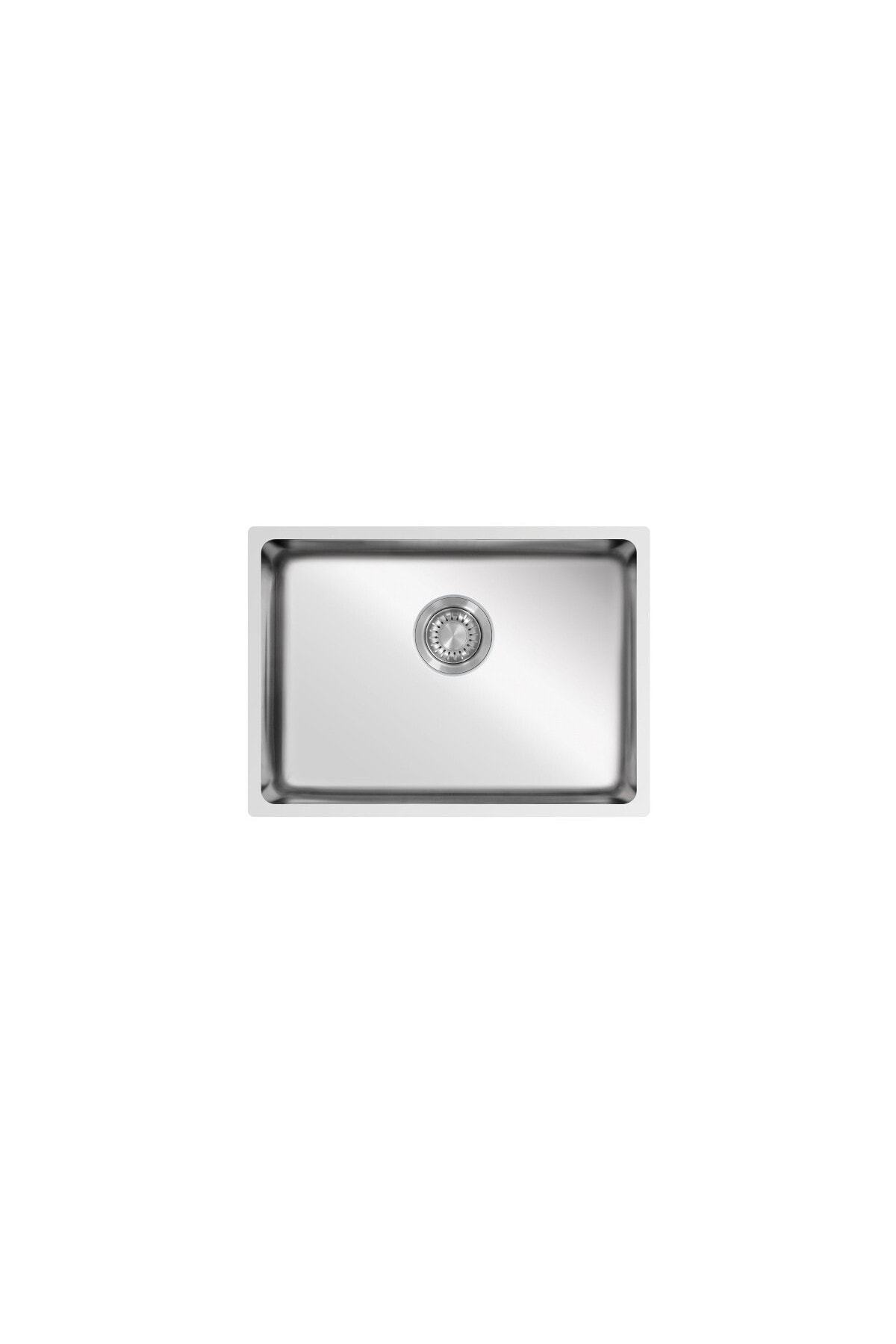 Ukinox MU 500 Paslanmaz Çelik Evye 50×40 cm Tek Gözlü Parlak – Tezgah Altı / Üst