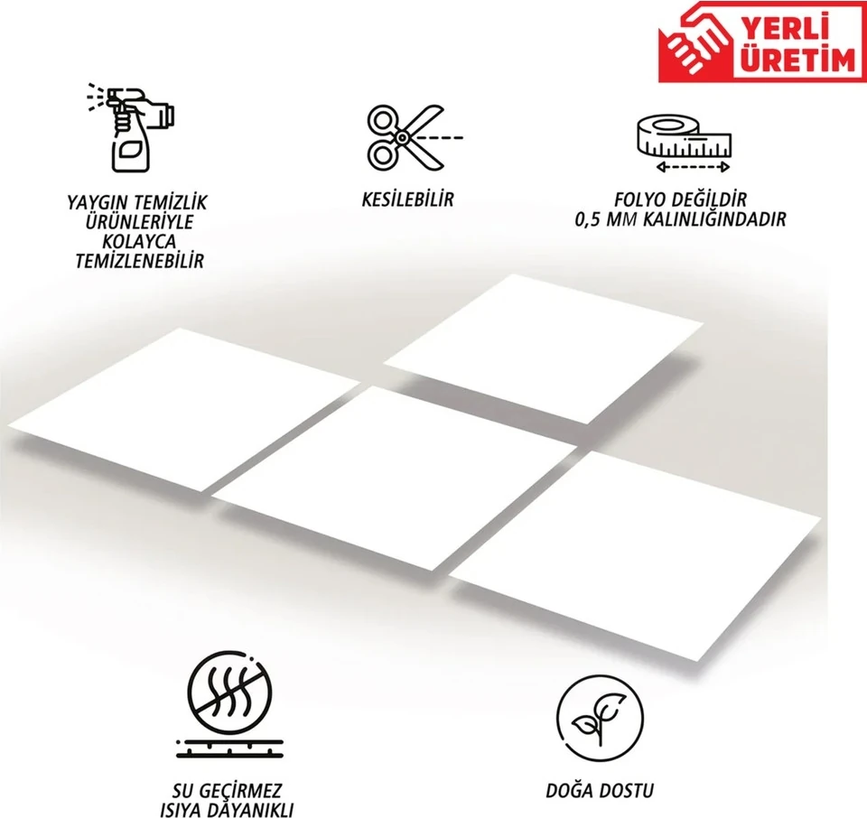 Kendinden Yapışkanlı Düz Beyaz Desenli Pvc Karo 30X30 cm (33 Adet) 3m2
