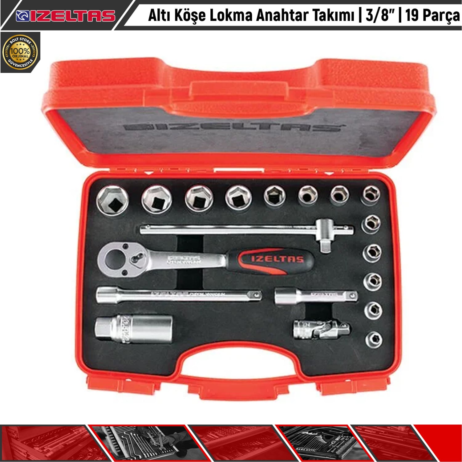 Altı Köşe Lokma Anahtar Takımı | 3/8" | 19 Parça