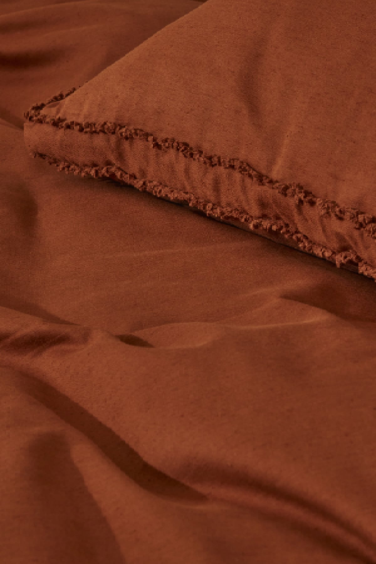 Pollen Keten Tek Kişilik Nevresim Takımı Terracotta