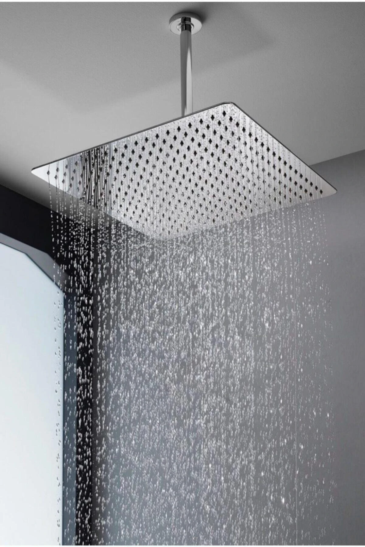 Banyo Kare Slim Tepe Duş Başlığı 25x25 Paslanmaz Metal Mtd02