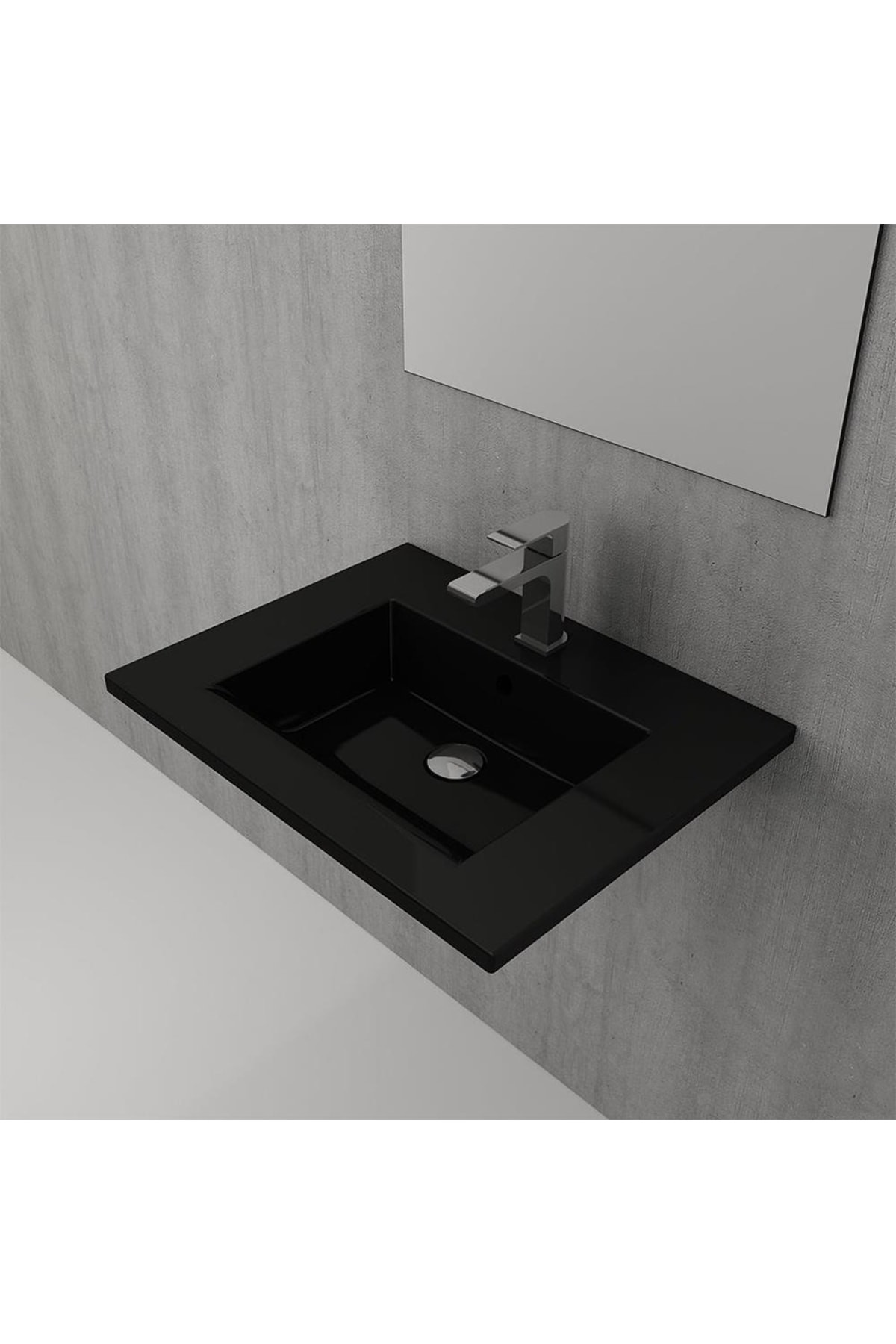 Milano Etajerli Lavabo 60 Cm Parlak Siyah 1161-005-0126