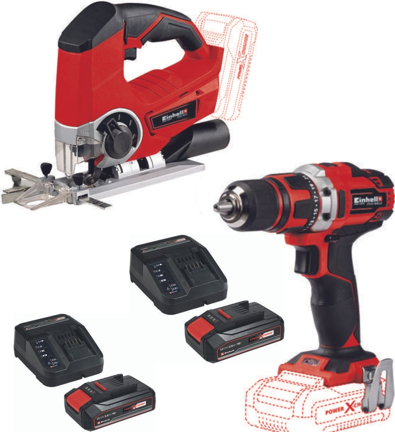 EİNHELL Te-Cd 18/40 Vidalama Matkap Te-Js 18 Dekupaj 2X2.5AH Akülü Set