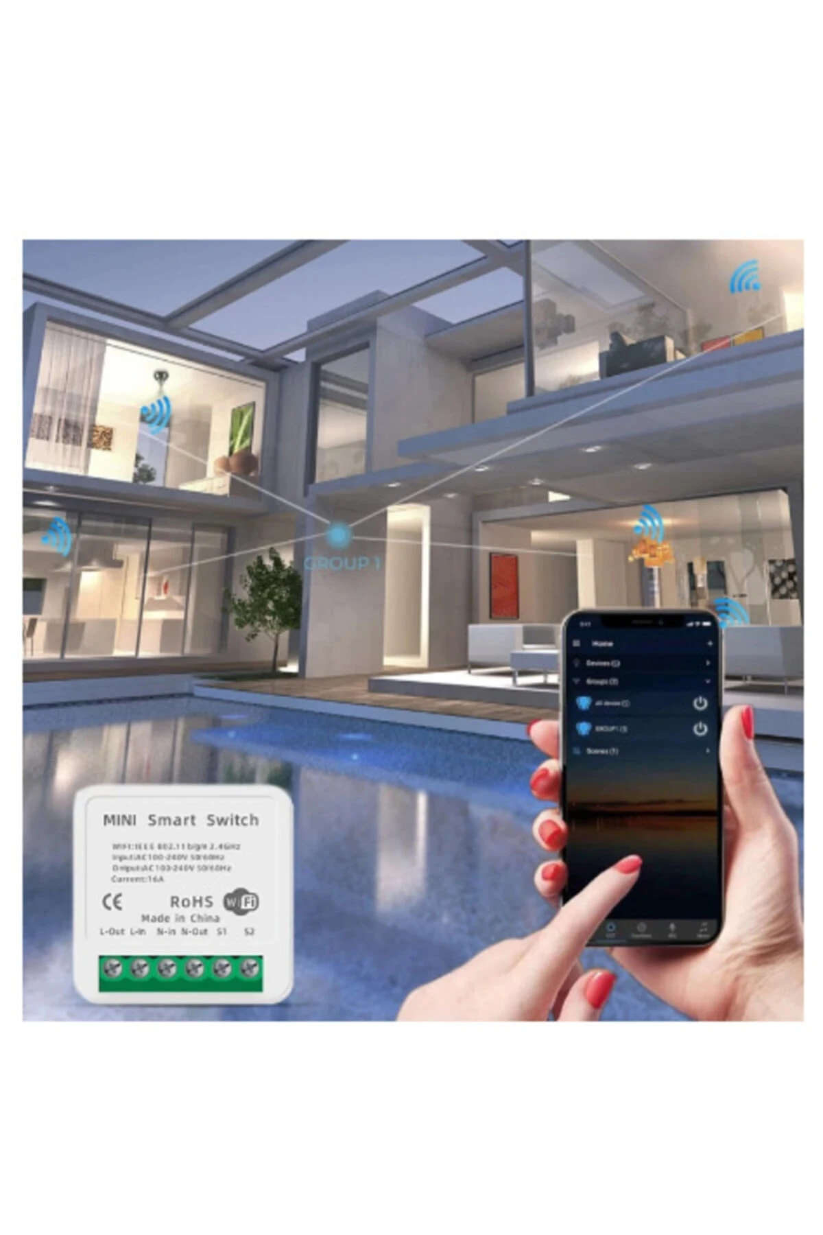 8 Adet Tuya Wifi Destekli Akıllı Işık Kontrol Anahtarı Açık Kapalı